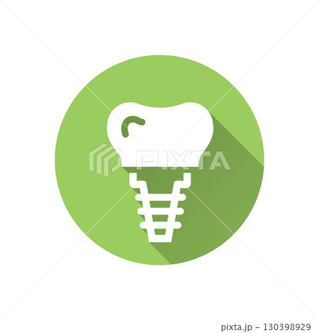 Dental implant flat icon with long shadow for graphic and web design. 130398929