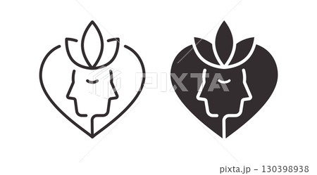 Mental wellness icons. Symbol of inner peace and self-awareness. Vector illustration. Mental wellness icons. Symbol of inner peace and self-awareness. Vector illustration. 130398938