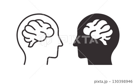 Brain activity icons. Symbol of mental processes. Vector illustration. Brain activity icons. Symbol of mental processes. Vector illustration. 130398946