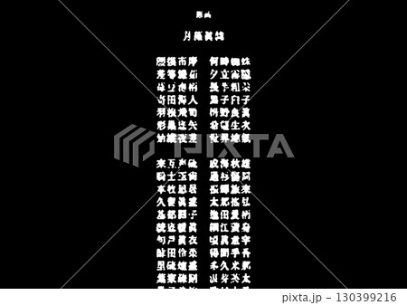 架空の映画スタッフ名リスト・黒背景の横書きエンドロール素材 130399216