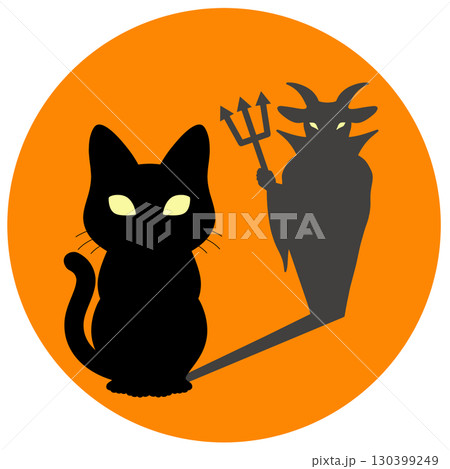ハロウィン_黒猫と悪魔 130399249