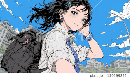 スマホで自撮りしている若い女性