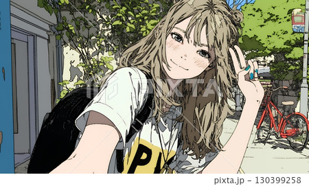 スマホで自撮りしている若い女性