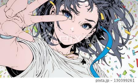 スマホで自撮りしている若い女性