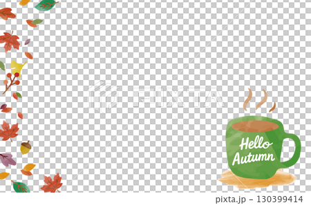 Hello Autumnの文字入り秋フレーム（水彩タッチ） 130399414