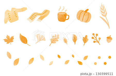 秋の装飾アイコンセット_オレンジ系 130399511