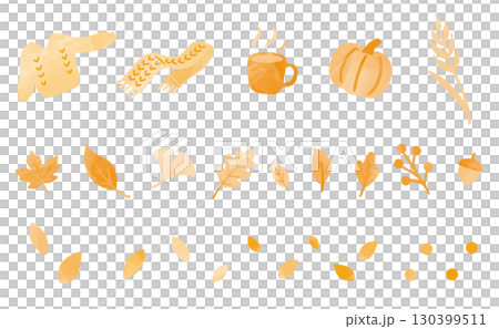 秋の装飾アイコンセット_オレンジ系 130399511
