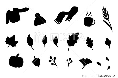 秋のシルエット素材セット 130399512