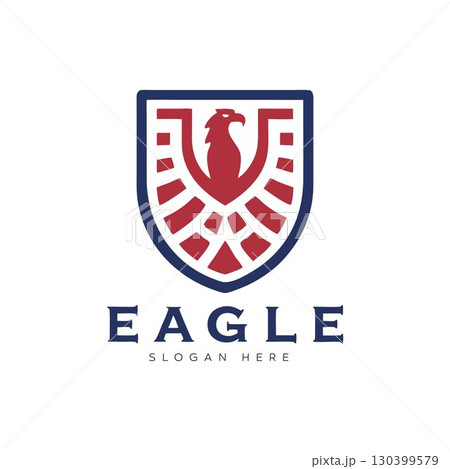 Vector Logo of a Heraldic Eagle on a Shield 130399579
