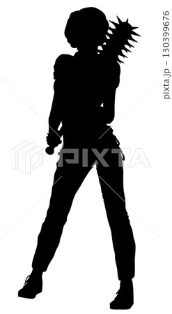 Woman with Spiked Bat Weapon Silhouette 130399676