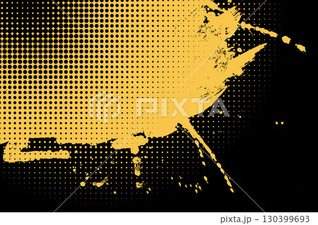 Yellow Grunge Brush Strokes with Halftone Texture 130399693