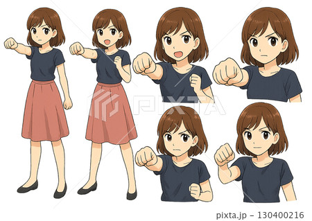 パンチする女性 130400216