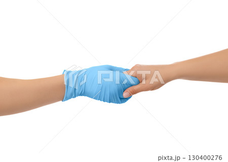 Hands clasped in trust and support, isolated on white, PNG 130400276