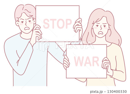 Activists are passionately demanding peace and urging everyone to stop ongoing wars globally 130400330