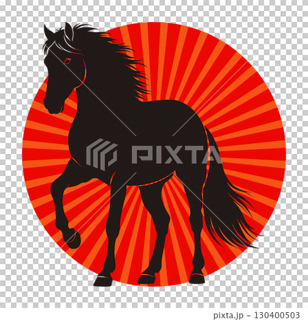 日の丸×馬(黒) 130400503