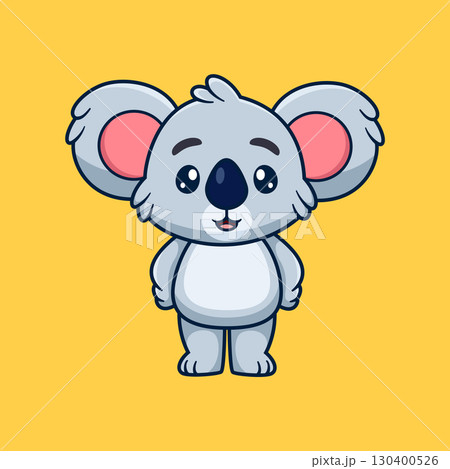 Cute cartoon koala standing isolated on white background of illustration Cute cartoon koala standing isolated on white background of illustration 130400526