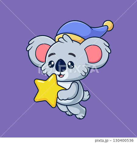 Cute koala Holding Star Cartoon Vector Icon Illustration. Icon Concept 130400536