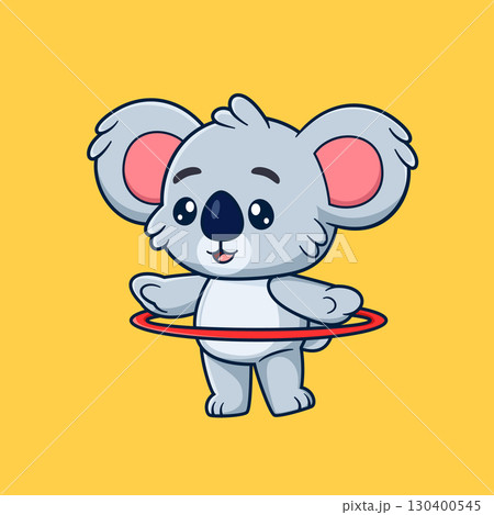 Cute koala Playing Hula Hoop Cartoon of illustration Cute koala Playing Hula Hoop Cartoon of illustration 130400545