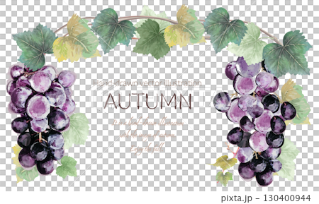 Watercolor grape frame material 130400944