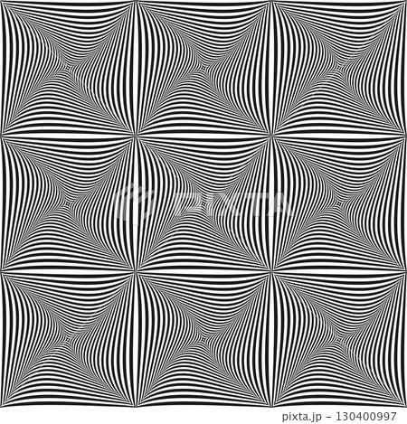 Seamless Op Art Black and White Lines Pattern. 3D Illusion. 130400997