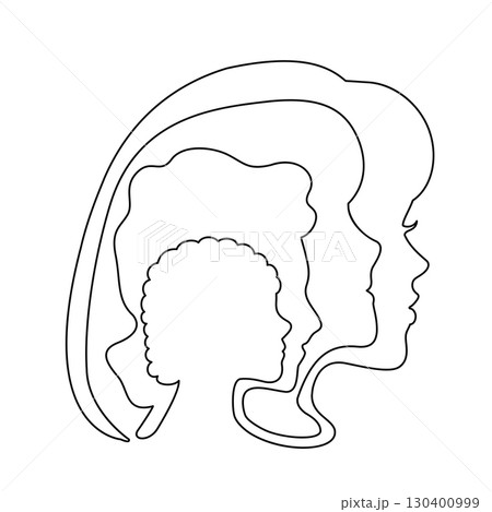 Women' faces overlapping each other.  130400999