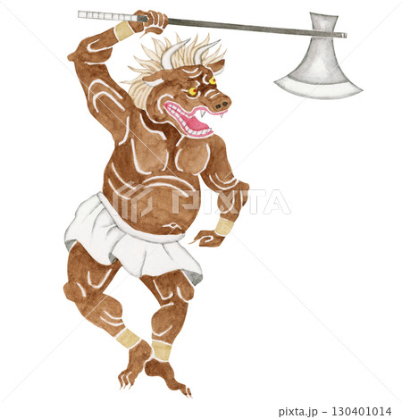 地獄 獄卒　牛頭 ごず　水彩 イラスト 130401014