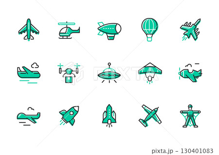 Air transport - set of line design style icons Air transport - set of line design style icons 130401083