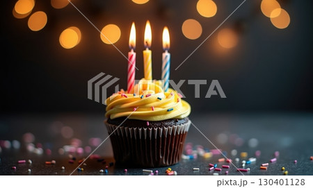 Birthday dark chocolate cupcake 130401128