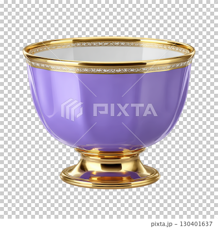 Elegant Purple Bowl with Golden Rim and Intricate Design for Home Decor and Table Setting 130401637