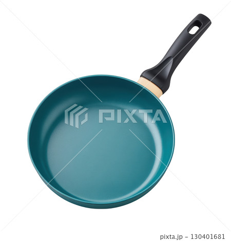 Smooth Surface Nonstick Frying Pan with Black Handle and Vibrant Blue Exterior for Modern Kitchen Use 130401681