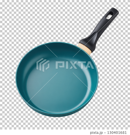 Smooth Surface Nonstick Frying Pan with Black Handle and Vibrant Blue Exterior for Modern Kitchen Use 130401681