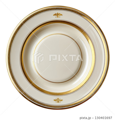 Elegant fine china plate with gold trim and floral design, perfect for upscale dining and special occasions 130401697