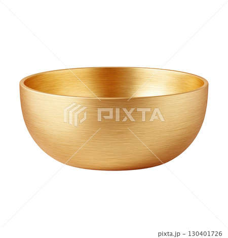 Elegant golden bowl with a smooth brushed finish perfect for contemporary dining and decorating styles 130401726
