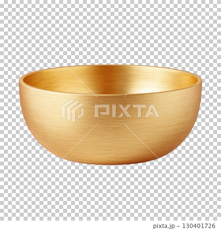 Elegant golden bowl with a smooth brushed finish perfect for contemporary dining and decorating styles 130401726