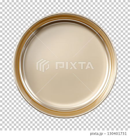 Elegant golden rim round empty plate for serving food or using as decorative element in various settings or events 130401731