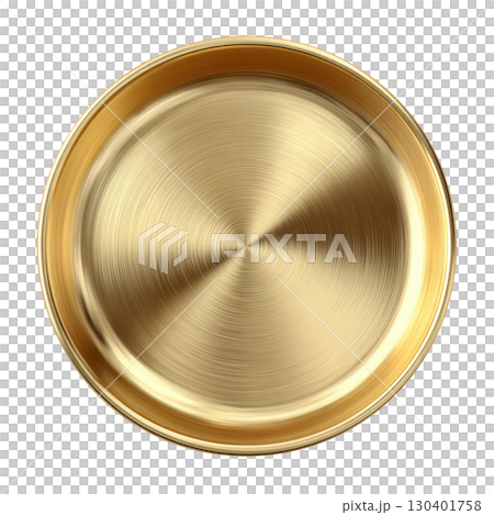 Shiny Gold Metallic Plate with Smooth Texture Ideal for Table Settings and Elegant Decor Photography 130401758