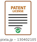 Patent license business document with approved stamp. Patented document with approved stamp sign. Patent document concept. flat style. 130402105