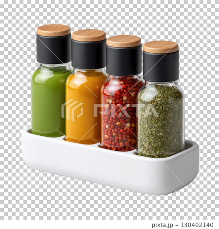 Modern Spice and Herb Container Set with Colorful Ingredients for Kitchen Cooking and Culinary Creativity 130402140