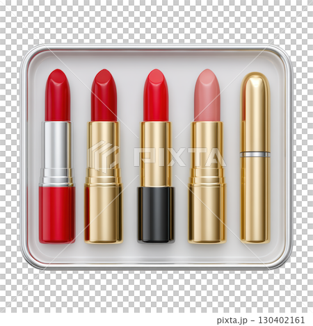 Attractive Collection of Red and Pink Lipsticks in Elegant Packaging for Makeup Enthusiasts and Beauty Lovers 130402161