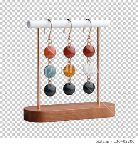 Elegant multi-colored gemstone earrings displayed on a minimalistic stand for stylish accessory showcasing 130402200