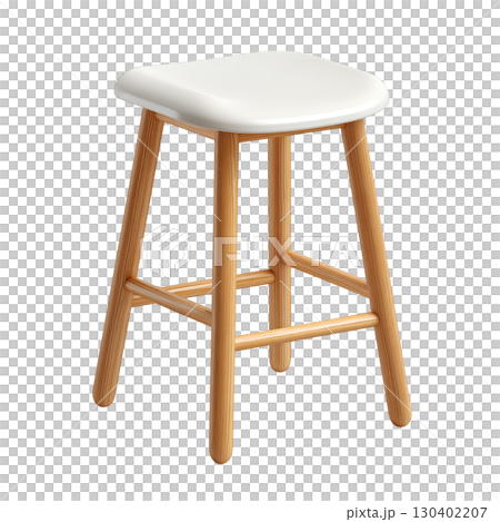 Modern wooden stool with white seat in minimalist design for contemporary interior decoration and furniture styling 130402207