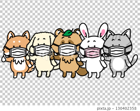 Animals wearing masks to prevent infection Animals wearing masks to prevent infection 130402358