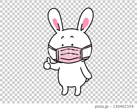 A rabbit wearing a mask to prevent infection 130402359