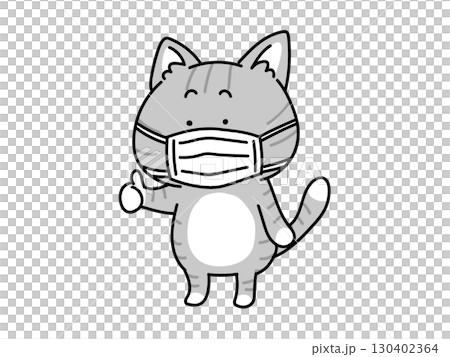 貓戴著口罩以防止感染 貓戴著口罩以防止感染 130402364