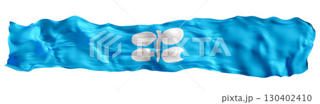 Stylized flag of OPEC waving in the wind, isolated on white background. Footer, header or divider. Cut out wide, panoramic element. Organization of the Petroleum Exporting Countries. 3D. 130402410