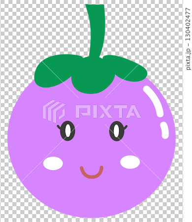 cute and minimal mangosteen with smiley face 130402477