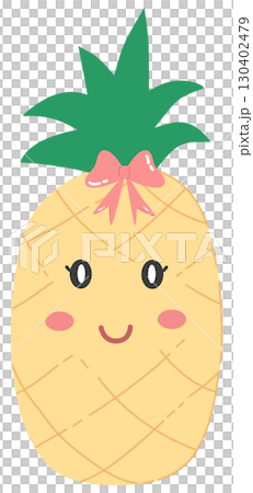 cute and minimal pineapple with smiley face 130402479