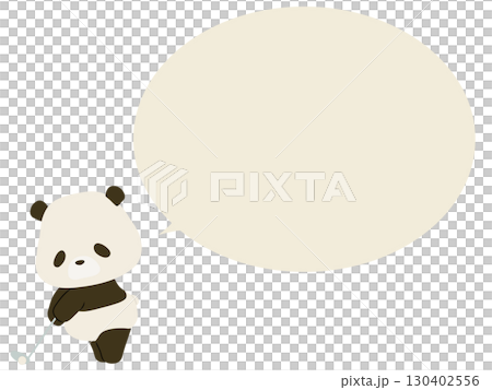ゴルフをするパンダ。吹き出し付き ゴルフをするパンダ。吹き出し付き 130402556