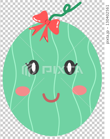 cute and minimal cartoon watermelon with smiling face 130402561