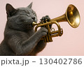 トランペットを演奏する猫（シャルトリュー） 130402786